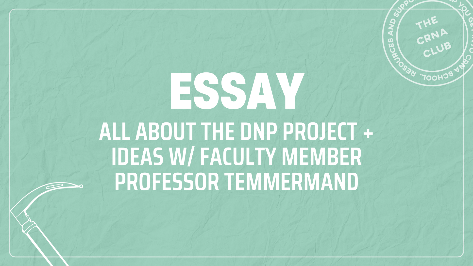 ALL ABOUT THE DNP PROJECT + IDEAS W/ FACULTY MEMBER PROFESSOR TEMMERMAND